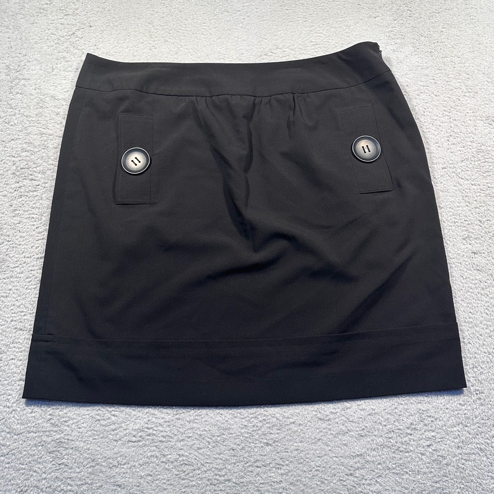 Larry Levine Black Mini Skirt Women's 16‎ Stretch Button Detail Career Skirt